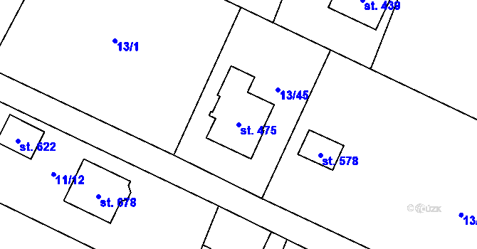 Parcela st. 475 v KÚ Nebory, Katastrální mapa