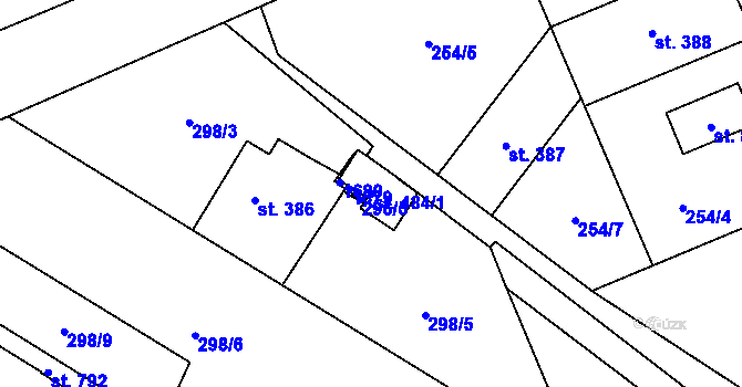 Parcela st. 484/1 v KÚ Nebory, Katastrální mapa