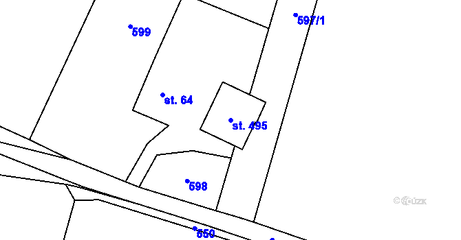 Parcela st. 495 v KÚ Nebory, Katastrální mapa