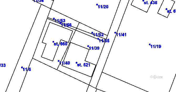 Parcela st. 11/39 v KÚ Nebory, Katastrální mapa