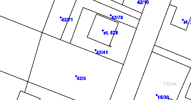 Parcela st. 42/41 v KÚ Nebory, Katastrální mapa