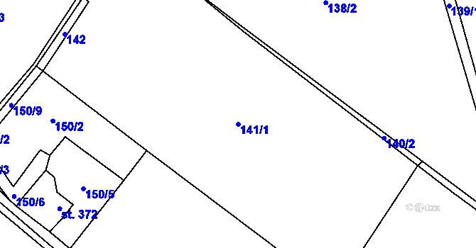 Parcela st. 141/1 v KÚ Nebory, Katastrální mapa