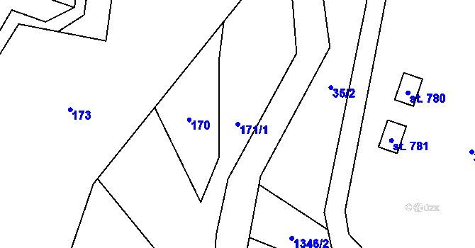 Parcela st. 171/1 v KÚ Nebory, Katastrální mapa