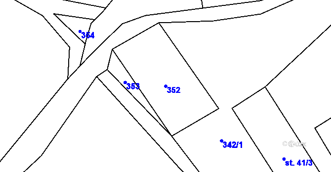 Parcela st. 352 v KÚ Nebory, Katastrální mapa