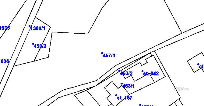 Parcela st. 457/1 v KÚ Nebory, Katastrální mapa