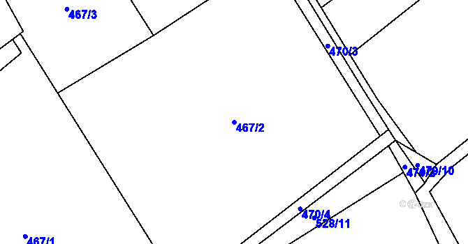 Parcela st. 467/2 v KÚ Nebory, Katastrální mapa