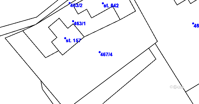 Parcela st. 467/4 v KÚ Nebory, Katastrální mapa