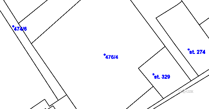 Parcela st. 476/4 v KÚ Nebory, Katastrální mapa