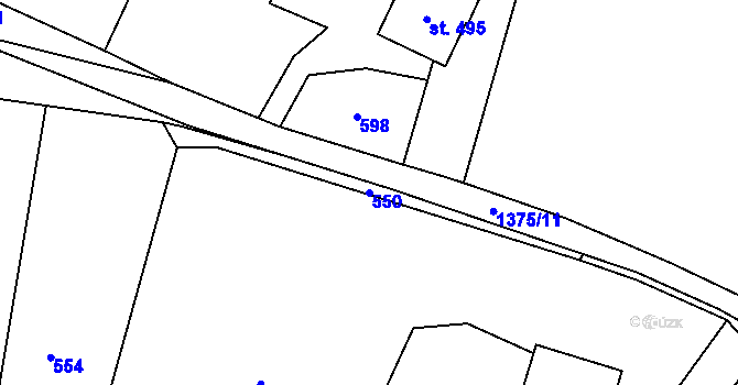 Parcela st. 550 v KÚ Nebory, Katastrální mapa