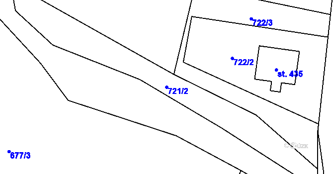 Parcela st. 721/2 v KÚ Nebory, Katastrální mapa