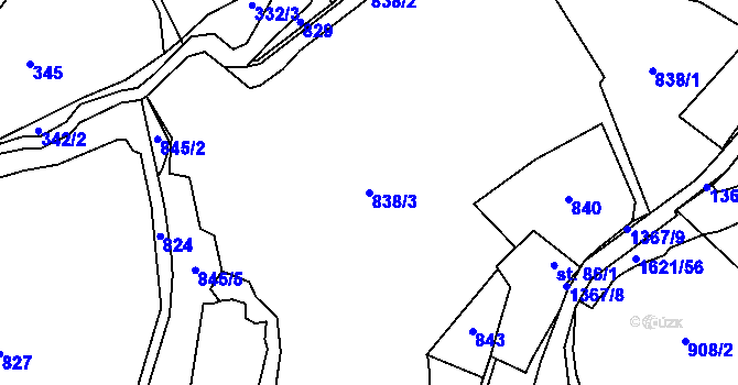 Parcela st. 838/3 v KÚ Nebory, Katastrální mapa