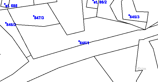 Parcela st. 846/1 v KÚ Nebory, Katastrální mapa
