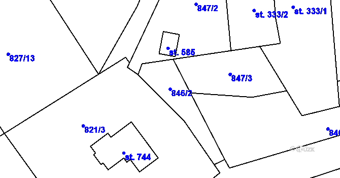 Parcela st. 846/2 v KÚ Nebory, Katastrální mapa
