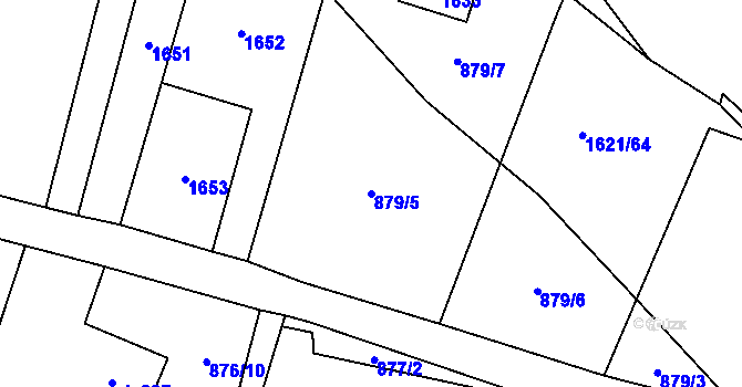 Parcela st. 879/5 v KÚ Nebory, Katastrální mapa