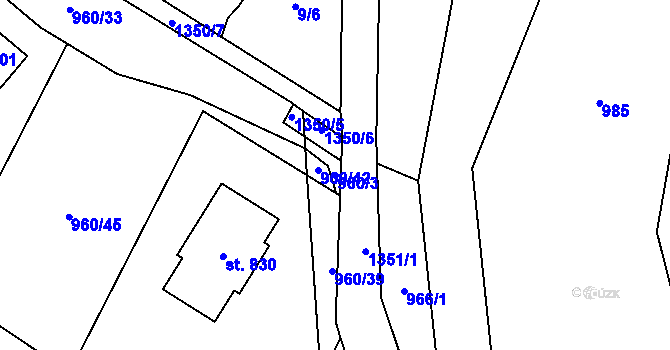 Parcela st. 960/3 v KÚ Nebory, Katastrální mapa