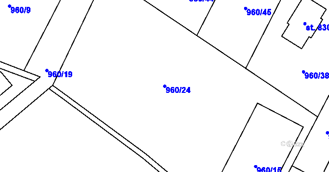 Parcela st. 960/24 v KÚ Nebory, Katastrální mapa