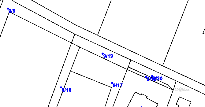 Parcela st. 9/19 v KÚ Nebory, Katastrální mapa