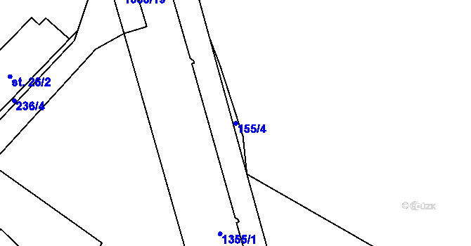 Parcela st. 155/4 v KÚ Nebory, Katastrální mapa