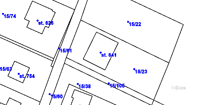 Parcela st. 641 v KÚ Nebory, Katastrální mapa