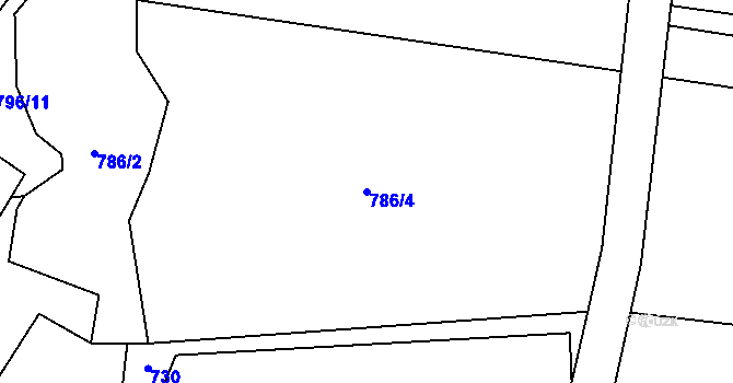 Parcela st. 786/4 v KÚ Nebory, Katastrální mapa