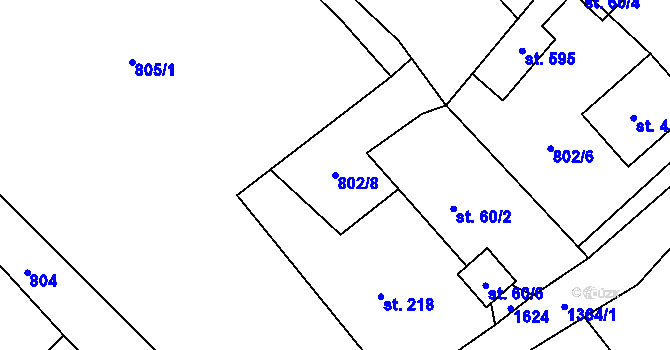 Parcela st. 802/8 v KÚ Nebory, Katastrální mapa