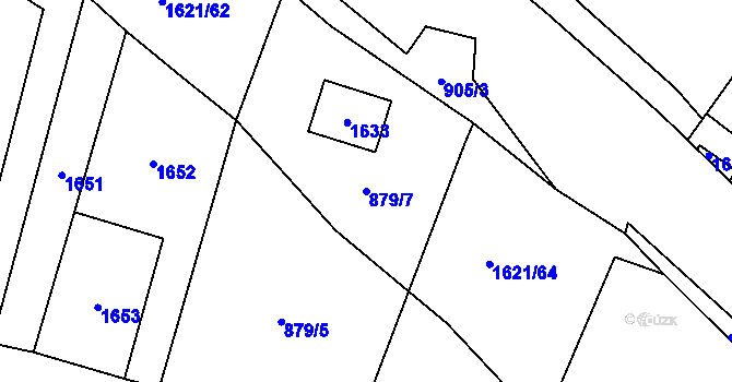 Parcela st. 879/7 v KÚ Nebory, Katastrální mapa