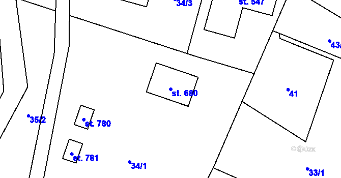 Parcela st. 680 v KÚ Nebory, Katastrální mapa