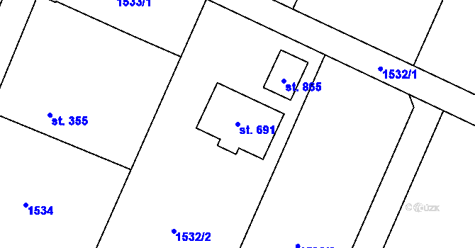 Parcela st. 691 v KÚ Nebory, Katastrální mapa