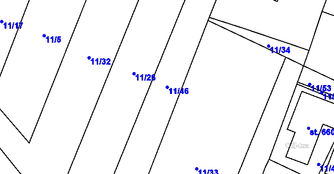 Parcela st. 11/46 v KÚ Nebory, Katastrální mapa