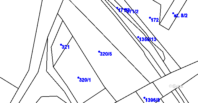 Parcela st. 320/5 v KÚ Nebory, Katastrální mapa