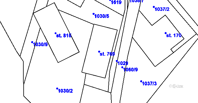 Parcela st. 769 v KÚ Nebory, Katastrální mapa