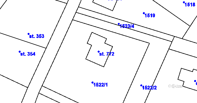 Parcela st. 772 v KÚ Nebory, Katastrální mapa