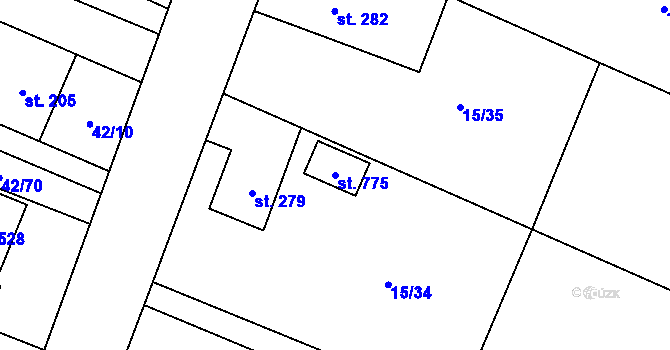 Parcela st. 775 v KÚ Nebory, Katastrální mapa