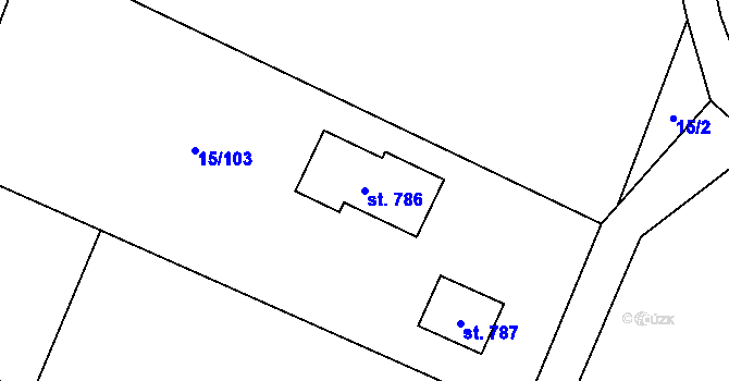 Parcela st. 786 v KÚ Nebory, Katastrální mapa