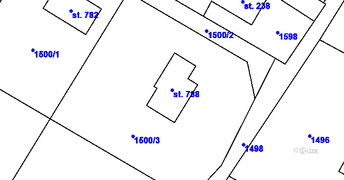 Parcela st. 788 v KÚ Nebory, Katastrální mapa