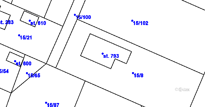 Parcela st. 793 v KÚ Nebory, Katastrální mapa
