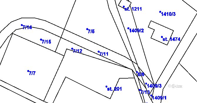 Parcela st. 7/11 v KÚ Nebory, Katastrální mapa