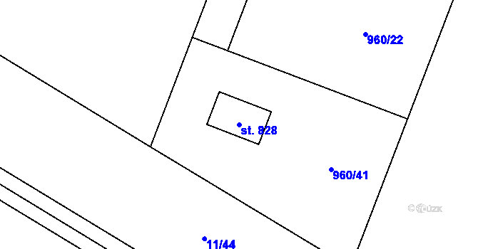 Parcela st. 828 v KÚ Nebory, Katastrální mapa