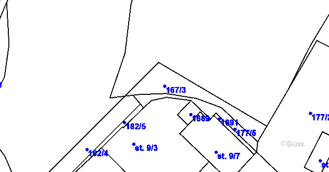 Parcela st. 167/3 v KÚ Nebory, Katastrální mapa