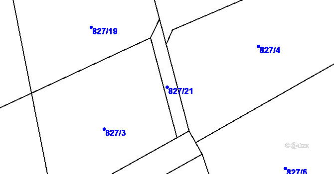 Parcela st. 827/21 v KÚ Nebory, Katastrální mapa