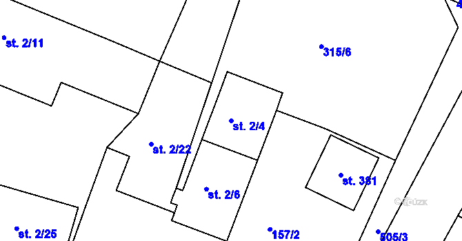 Parcela st. 2/4 v KÚ Nebovidy, Katastrální mapa
