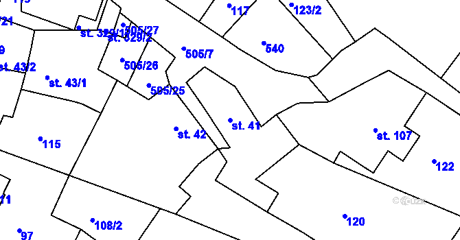 Parcela st. 41 v KÚ Nebovidy, Katastrální mapa
