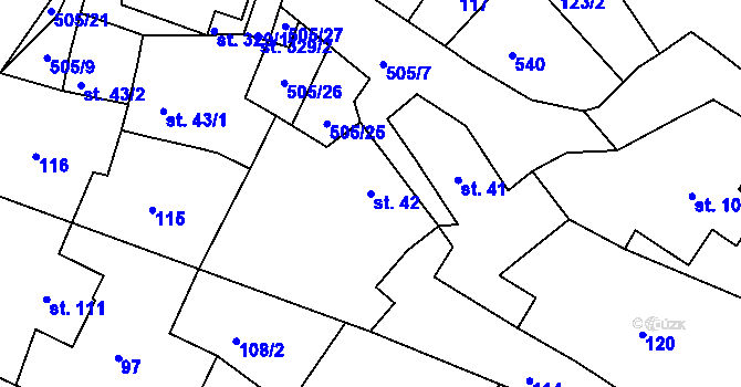 Parcela st. 42 v KÚ Nebovidy, Katastrální mapa