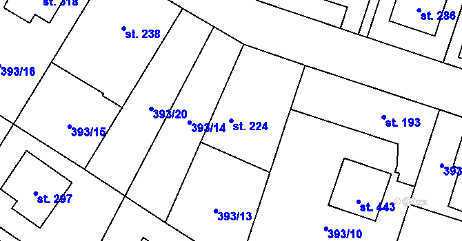 Parcela st. 224 v KÚ Nebovidy, Katastrální mapa