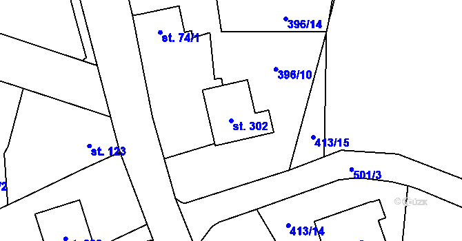 Parcela st. 302 v KÚ Nebovidy, Katastrální mapa