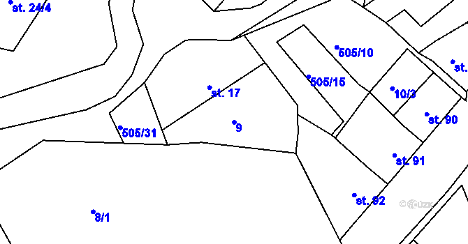 Parcela st. 9 v KÚ Nebovidy, Katastrální mapa