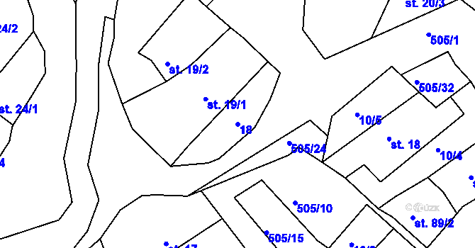 Parcela st. 18 v KÚ Nebovidy, Katastrální mapa