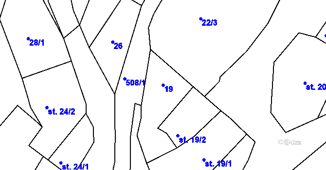 Parcela st. 19 v KÚ Nebovidy, Katastrální mapa