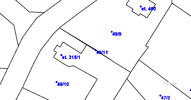 Parcela st. 49/11 v KÚ Nebovidy, Katastrální mapa