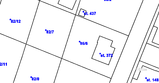 Parcela st. 95/6 v KÚ Nebovidy, Katastrální mapa